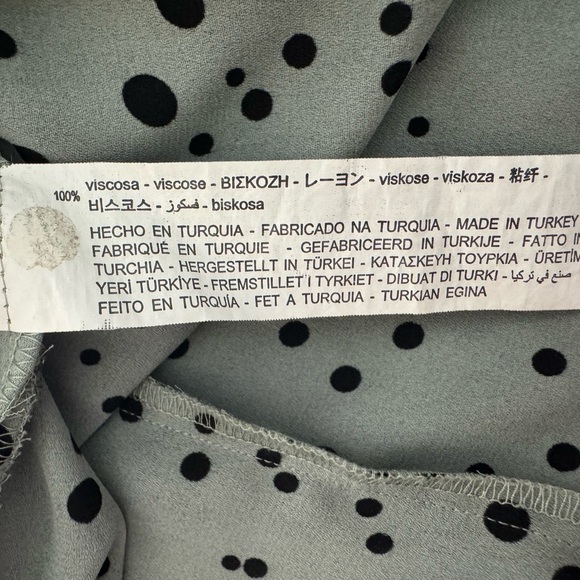 Zara Black Polka Dot V-Neck Long Sleeve Sage Mini Short Dress, Mint Green,Size S - Picture 14 of 15